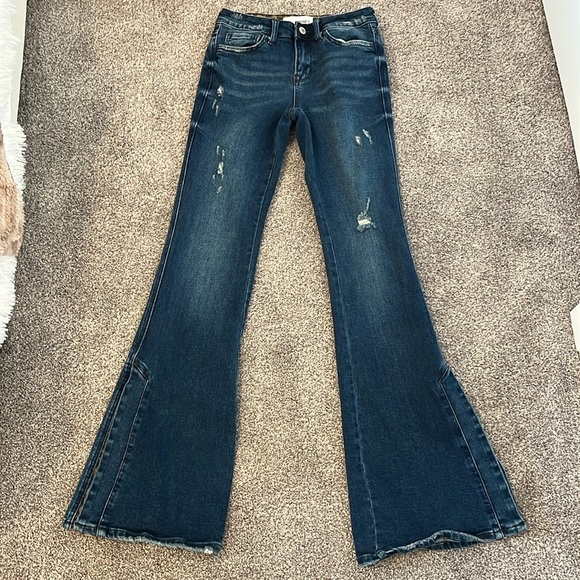 Vervet wide flare animal print jeans -size 25 - Picture 1 of 8